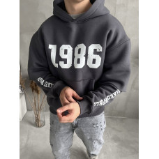 Oversize худі на флісі з принтом