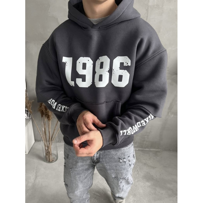Oversize худі на флісі з принтом