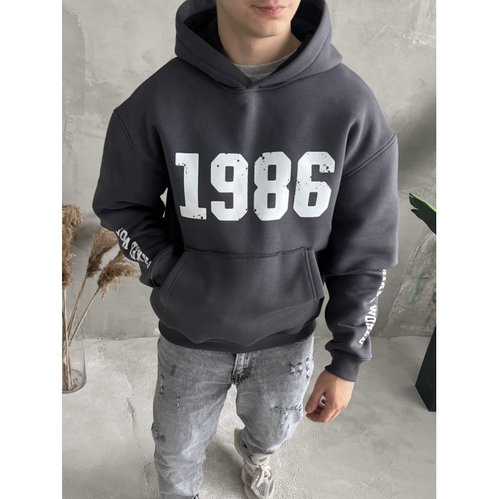 Oversize худі на флісі з принтом
