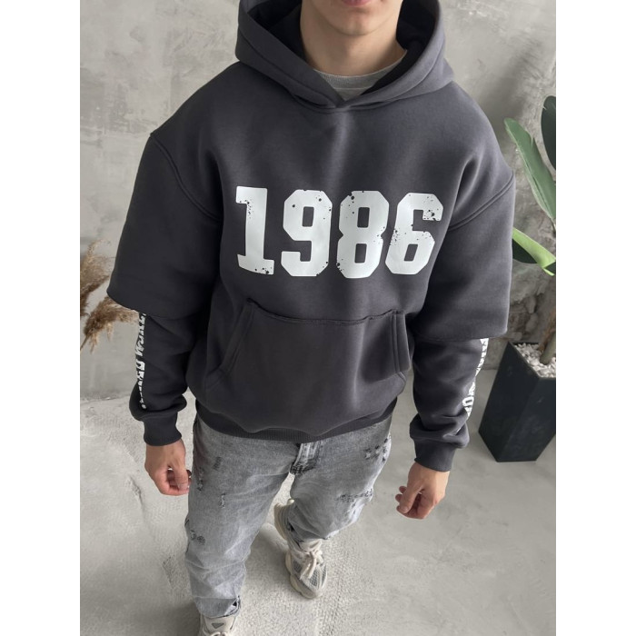 Oversize худі на флісі з принтом