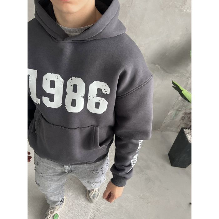 Oversize худі на флісі з принтом