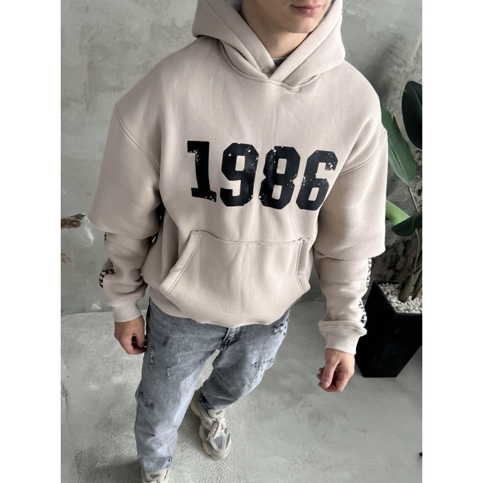 Oversize худі на флісі з принтом