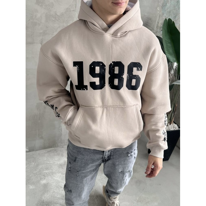Oversize худі на флісі з принтом