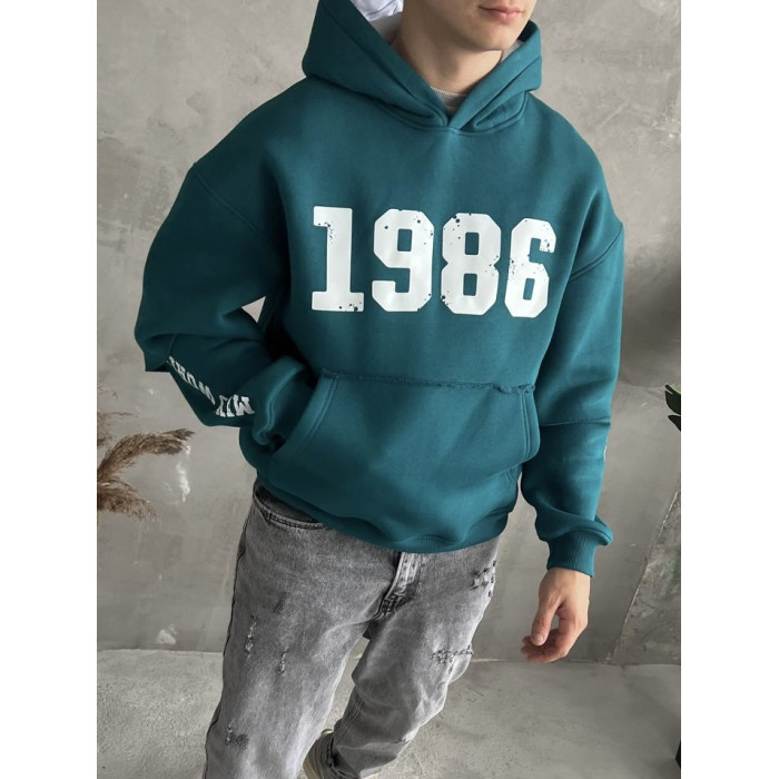 Oversize худі на флісі з принтом