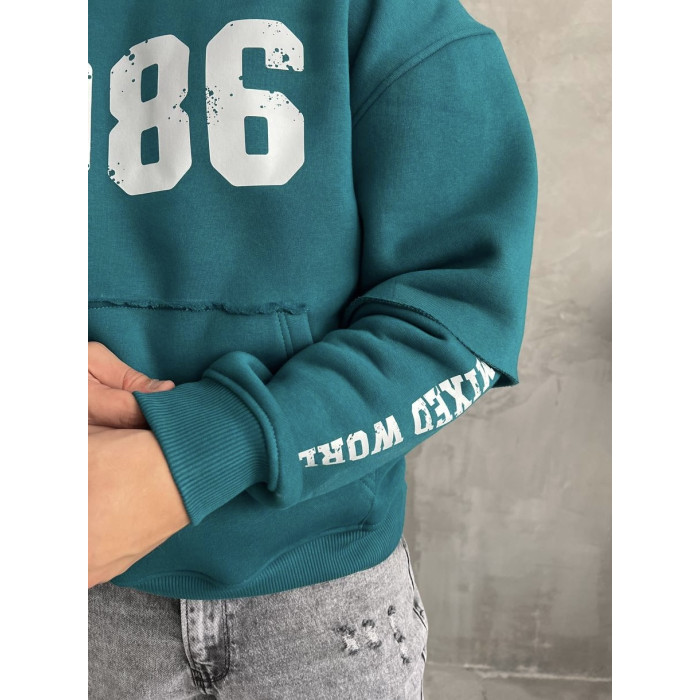 Oversize худі на флісі з принтом