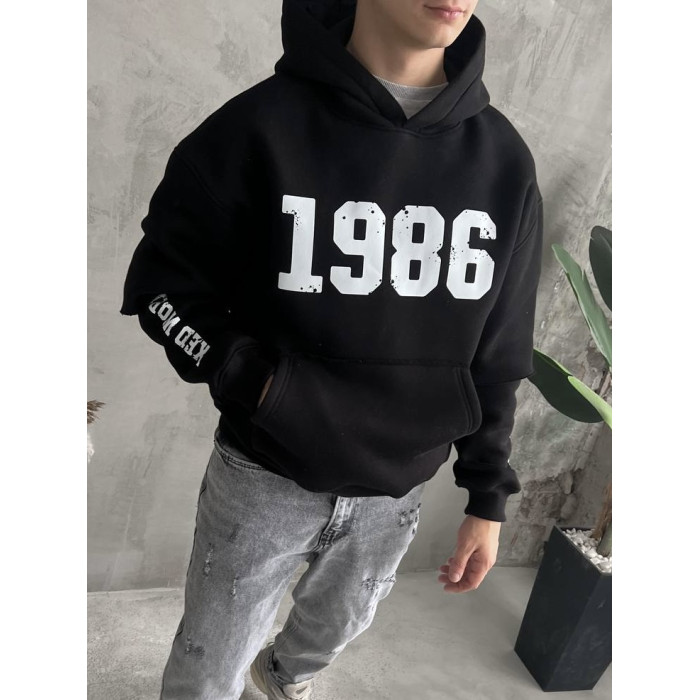 Oversize худі на флісі з принтом