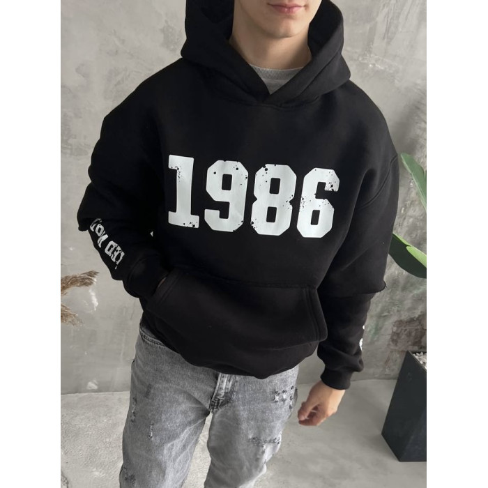Oversize худі на флісі з принтом