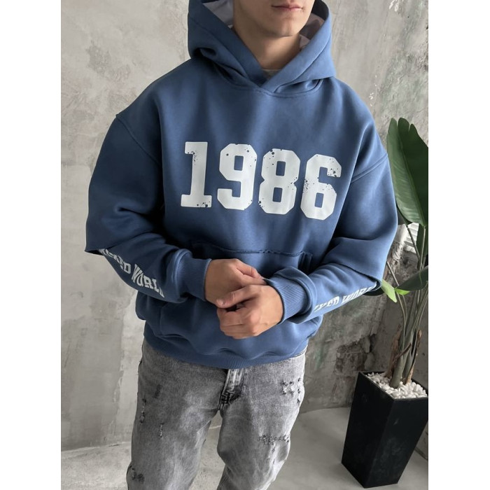Oversize худі на флісі з принтом