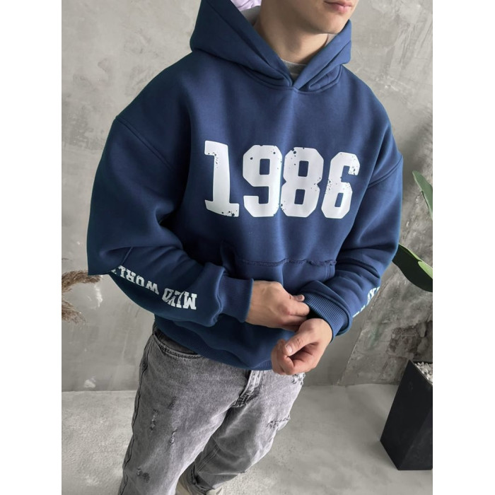 Oversize худі на флісі з принтом