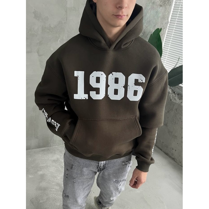 Oversize худі на флісі з принтом