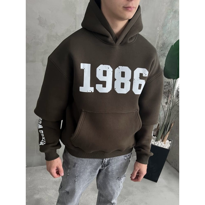 Oversize худі на флісі з принтом