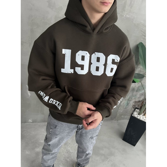 Oversize худі на флісі з принтом