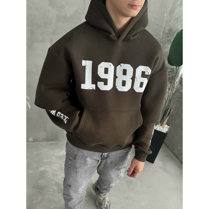 Oversize худі на флісі з принтом