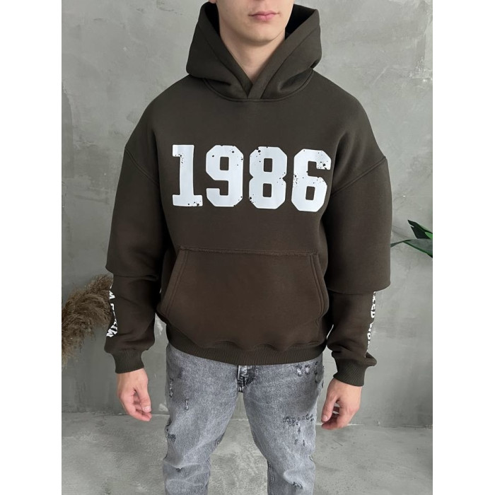 Oversize худі на флісі з принтом