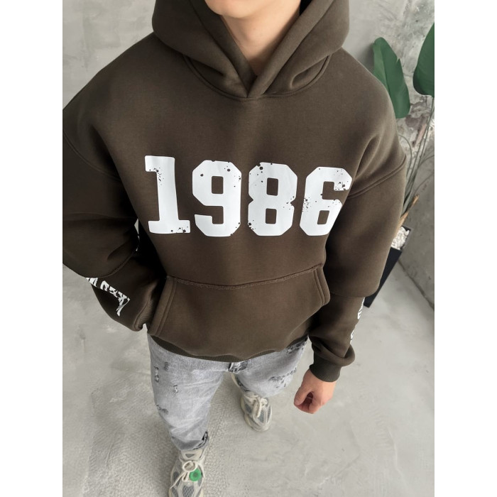 Oversize худі на флісі з принтом