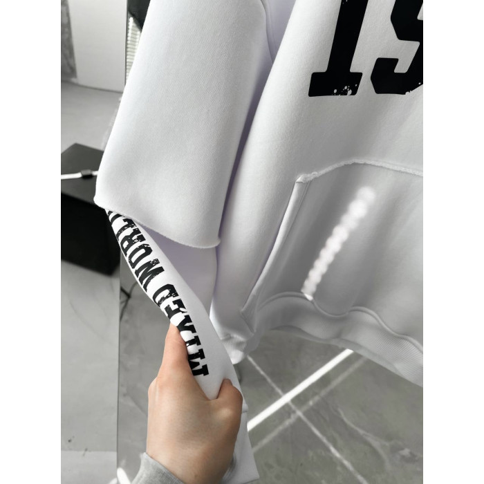 Oversize худі на флісі з принтом