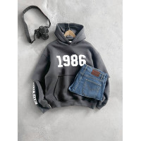 Oversize худі на флісі з принтом