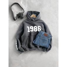 Oversize худі на флісі з принтом
