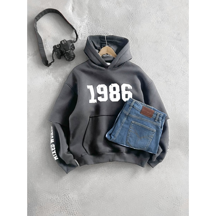 Oversize худі на флісі з принтом