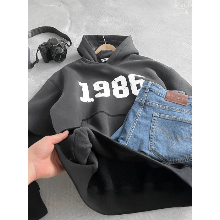 Oversize худі на флісі з принтом