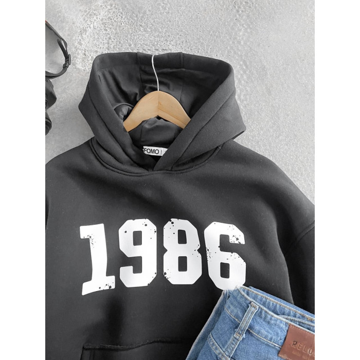Oversize худі на флісі з принтом