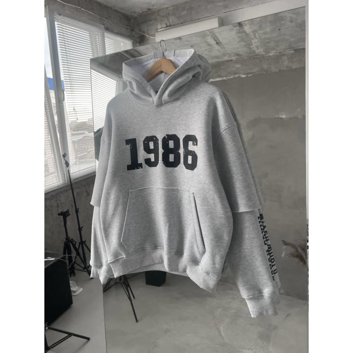 Oversize худі на флісі з принтом