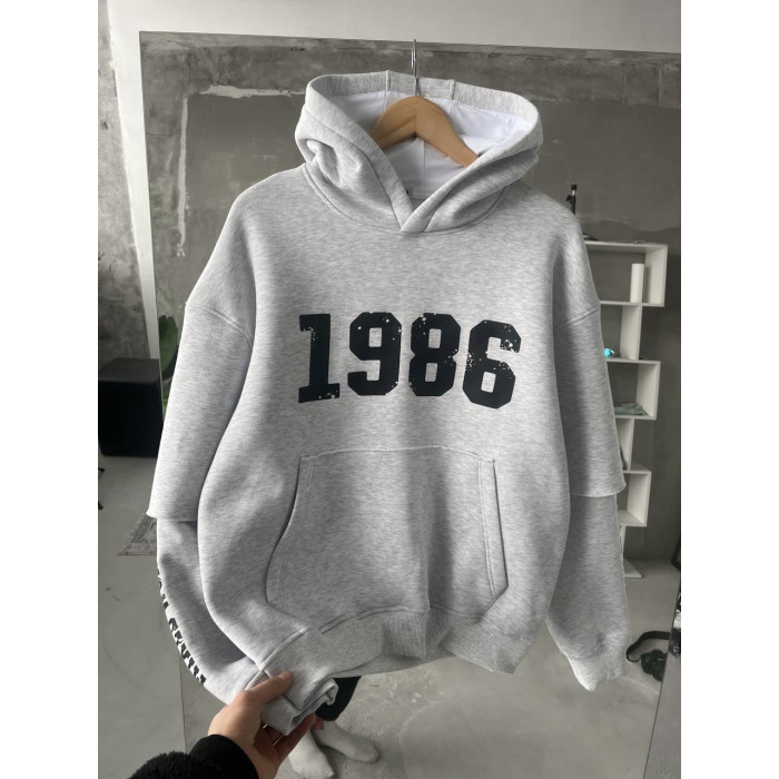 Oversize худі на флісі з принтом