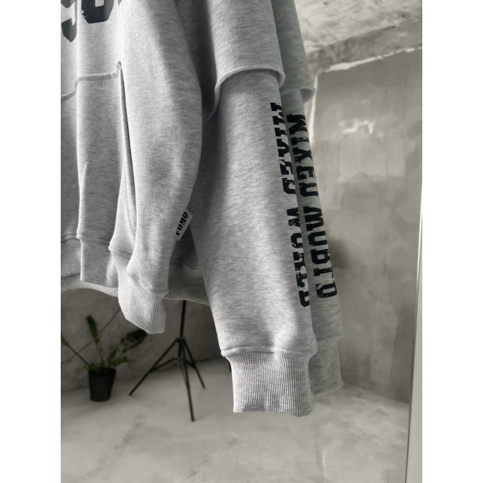 Oversize худі на флісі з принтом
