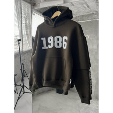 Oversize худі на флісі з принтом