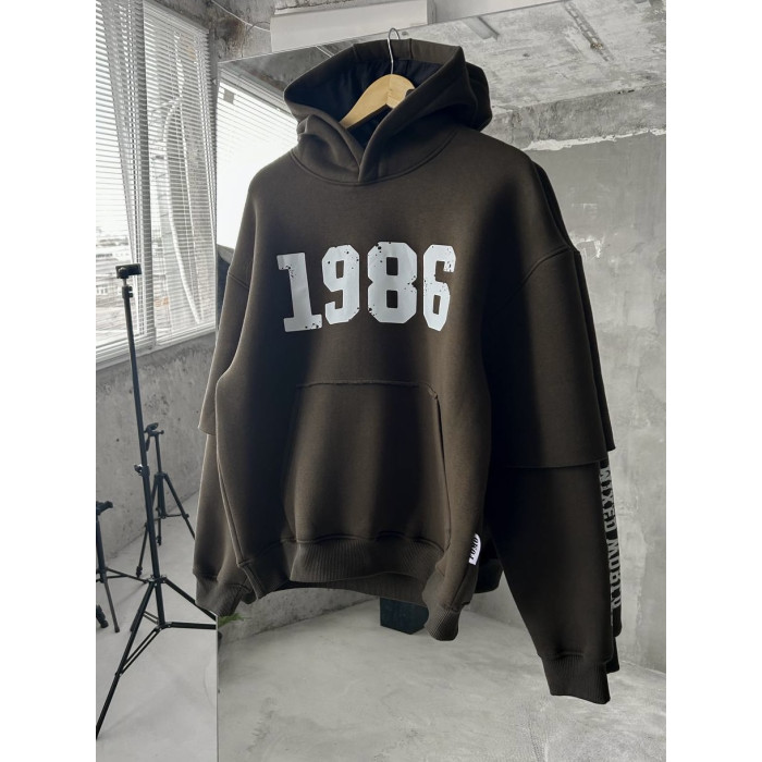 Oversize худі на флісі з принтом