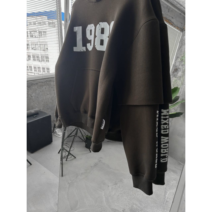 Oversize худі на флісі з принтом