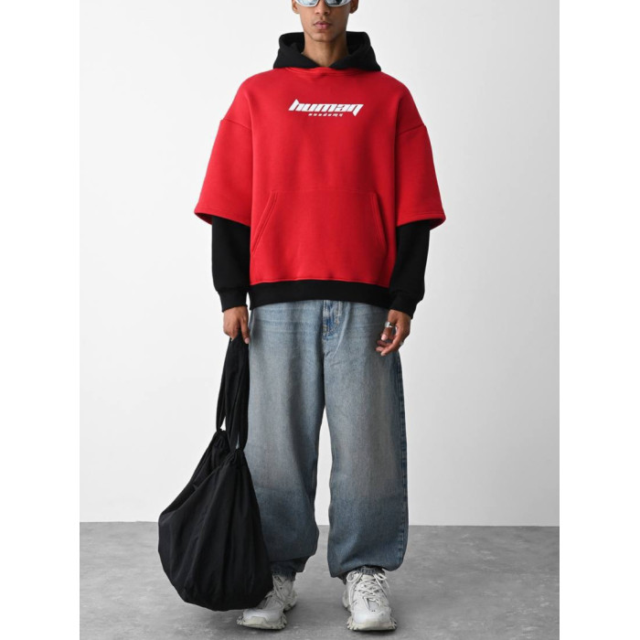 Oversize худі з імітацією футболки