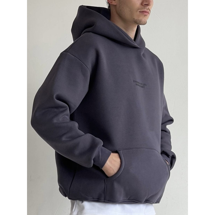 Oversize худі на флісі з надписом