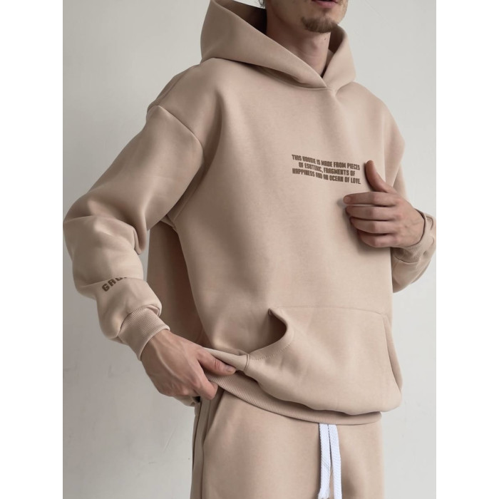 Oversize худі на флісі з надписом