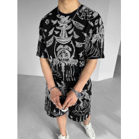 Літній oversize костюм з принтом