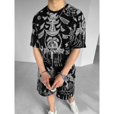Літній oversize костюм з принтом
