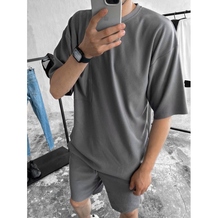 Літній oversize костюм у рубчик