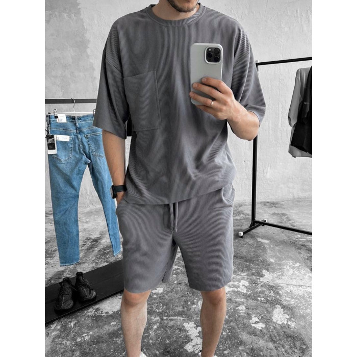 Літній oversize костюм у рубчик