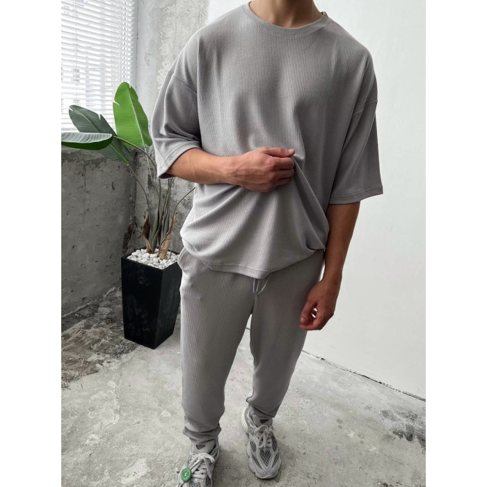 Літній oversize костюм у рубчик