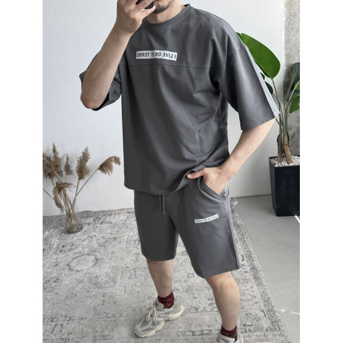 Літній oversize костюм з надписом