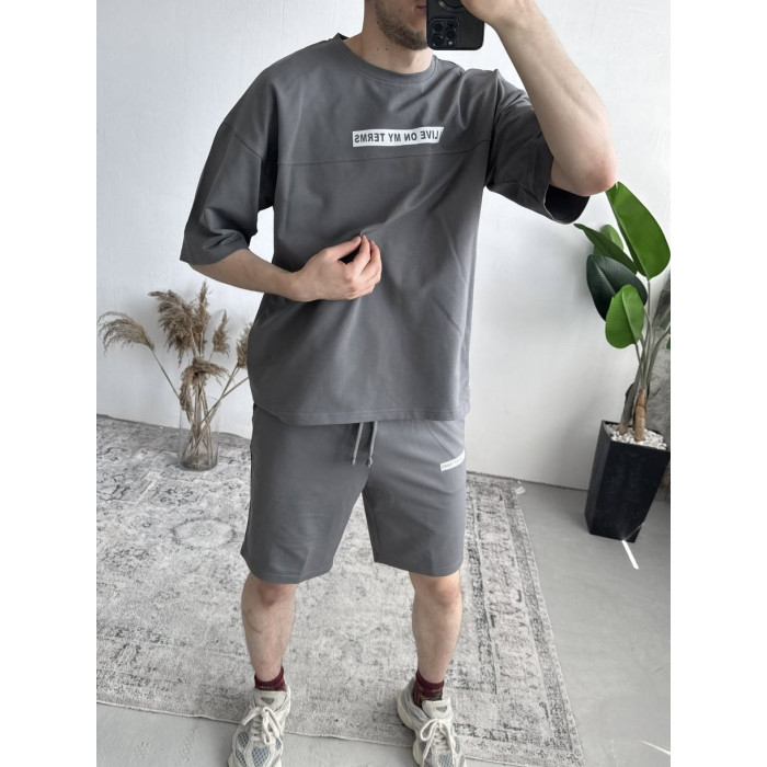 Літній oversize костюм з надписом