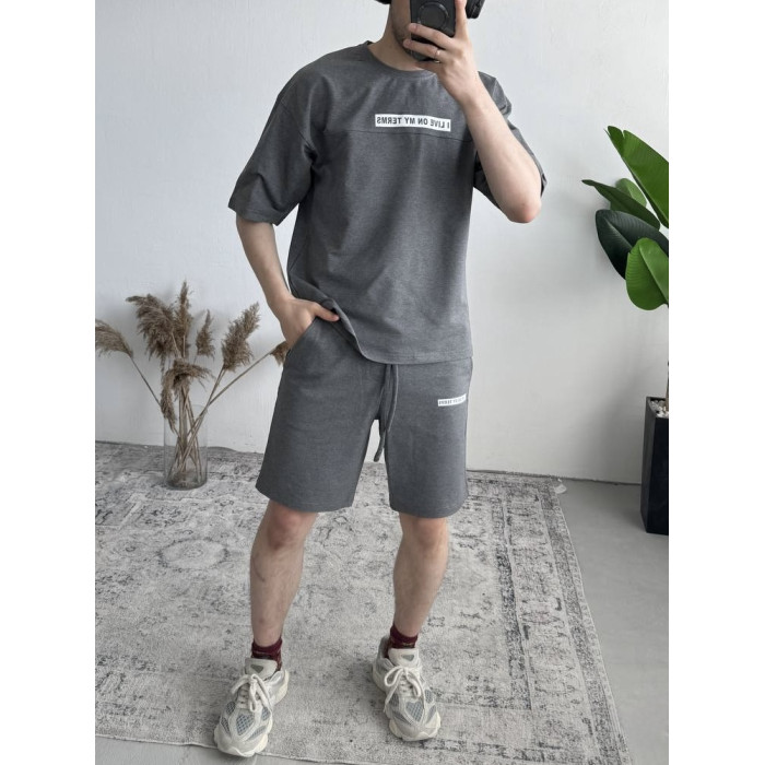 Літній oversize костюм з надписом
