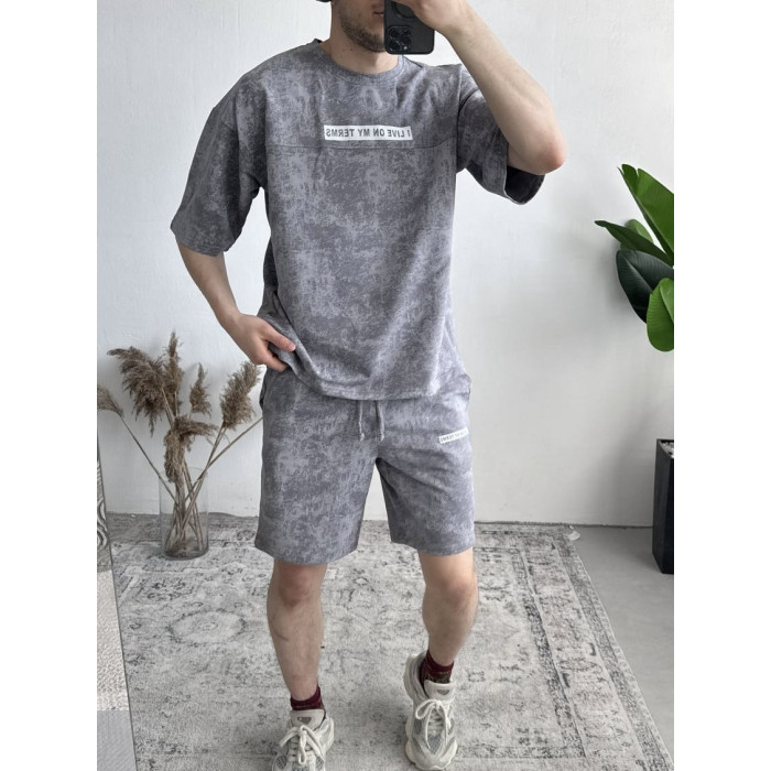 Літній oversize костюм з надписом