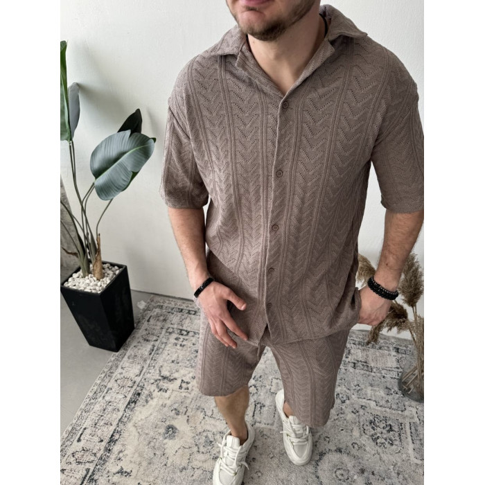 Oversize костюм з фактурної тканини