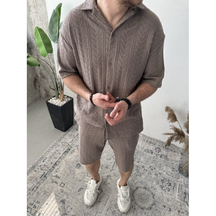 Oversize костюм з фактурної тканини