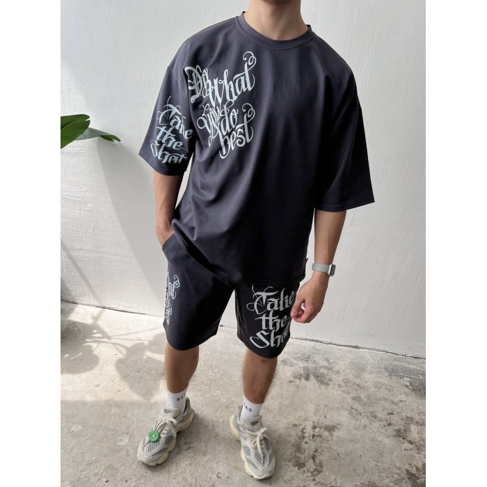 Літній oversize костюм з принтом