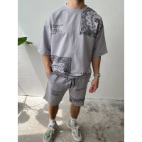 Літній oversize костюм з принтом