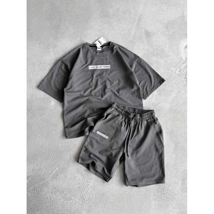 Літній oversize костюм з надписом