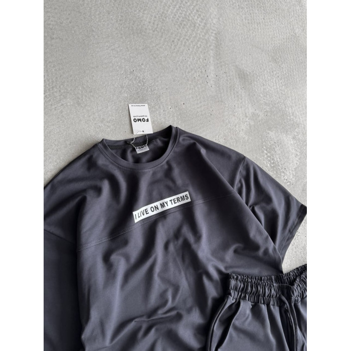 Літній oversize костюм з надписом