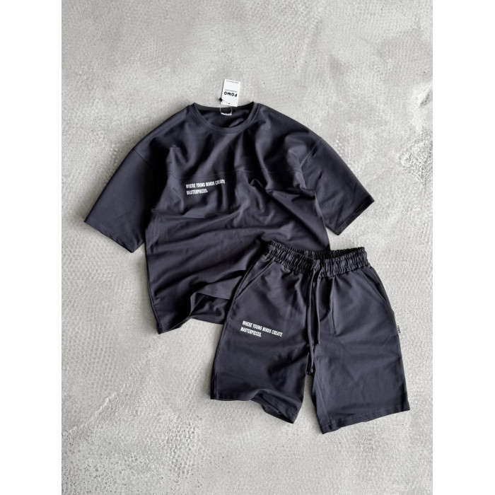 Літній oversize костюм з надписом
